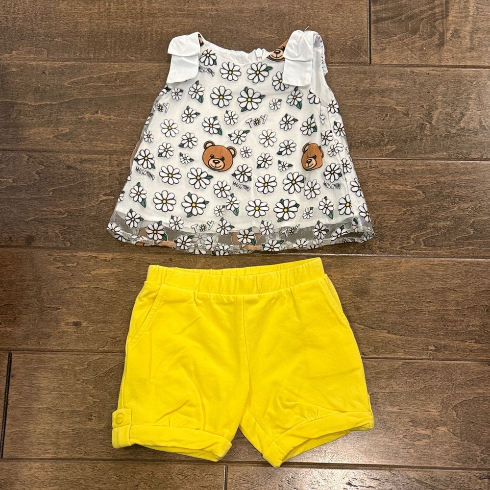 Moschino Bear Print Top and Yellow Shorts